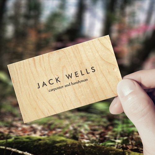 Carpenter and Handyman Plywood Carpentry Business Card