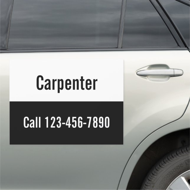 Carpenter Black and White Promotional Template Car Magnet (In Situ)
