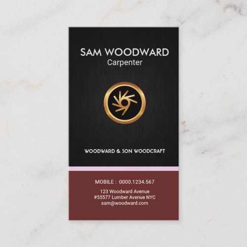 Carpenter Black Grain Stylish Faux Gold Saw Icon Business Card