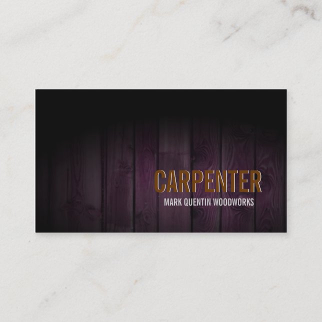 Carpenter Business Card Dark Wood (Front)