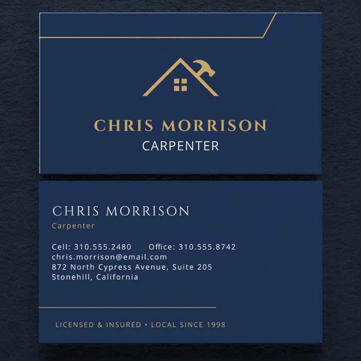 Carpenter Carpentry Contractor Home Builder Business Card