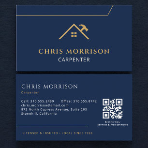Carpenter Carpentry Contractor QR Code Business Card