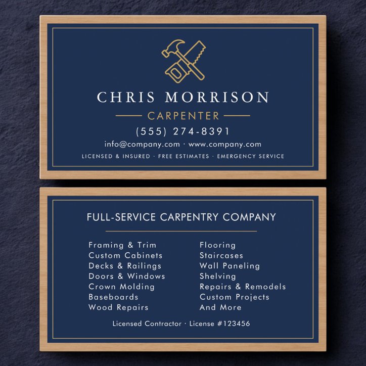 Carpenter Carpentry Home Improvement Building Business Card