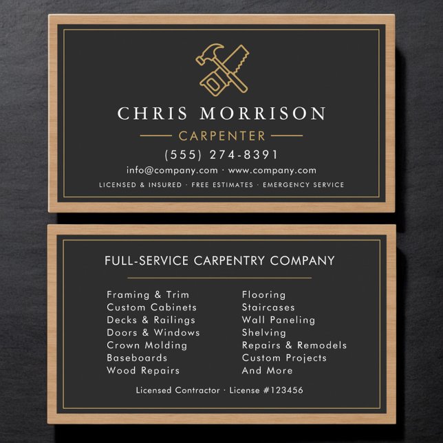 Carpenter Carpentry Home Renovation Business Card (Creator Uploaded)