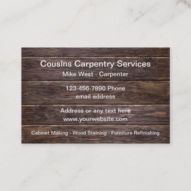 Carpenter Carpentry Services Business Cards (Front)