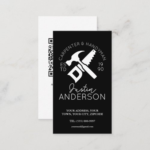 Carpenter carpentry services small business joiner business card