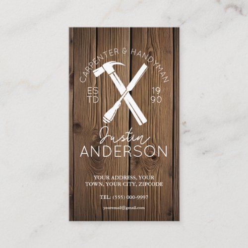 Carpenter carpentry services small business joiner business card