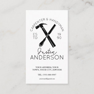 Carpenter carpentry services small business joiner card