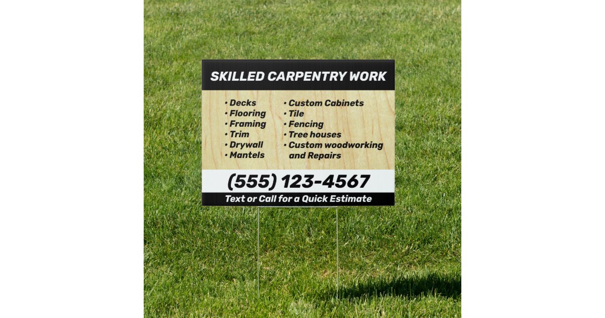 Carpenter Carpentry Sign | Zazzle