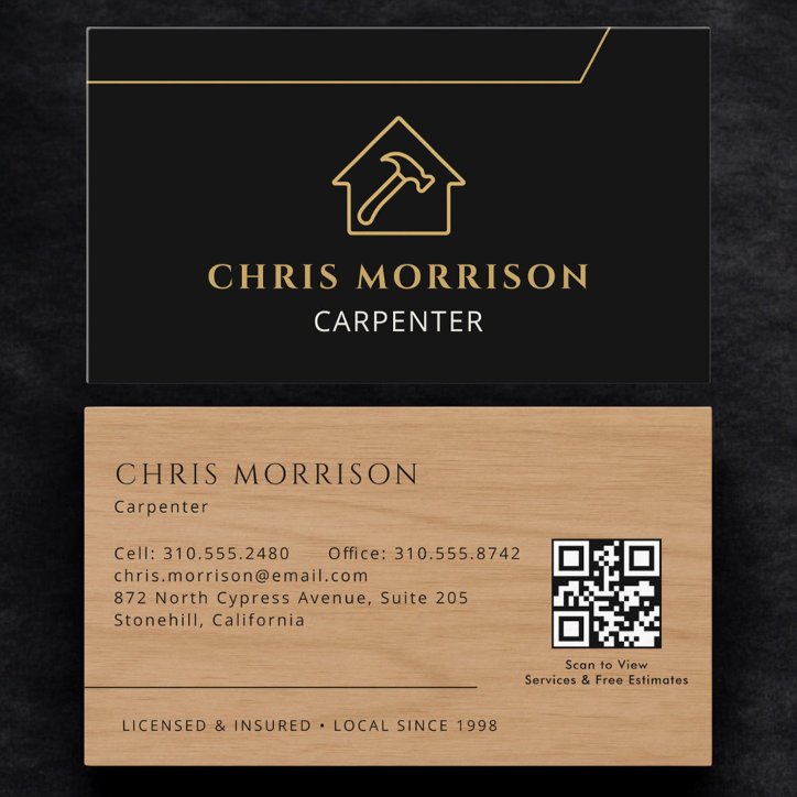 Carpenter Carpentry Wooden QR Code Business Card
