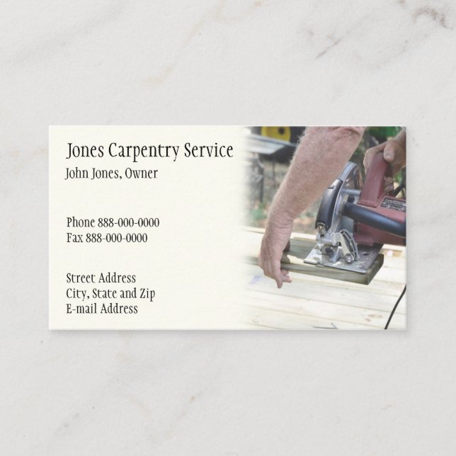 Carpenter Contractor Construction Business Card (Front)