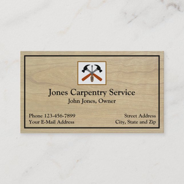 Carpenter Contractor Construction Business Card (Front)