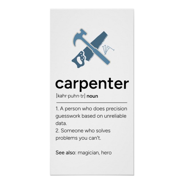 Carpenter Definition with Tools Poster (Front)