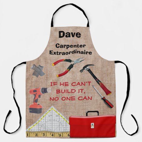 Carpenter Extraordinaire Tools Monogrammed Apron