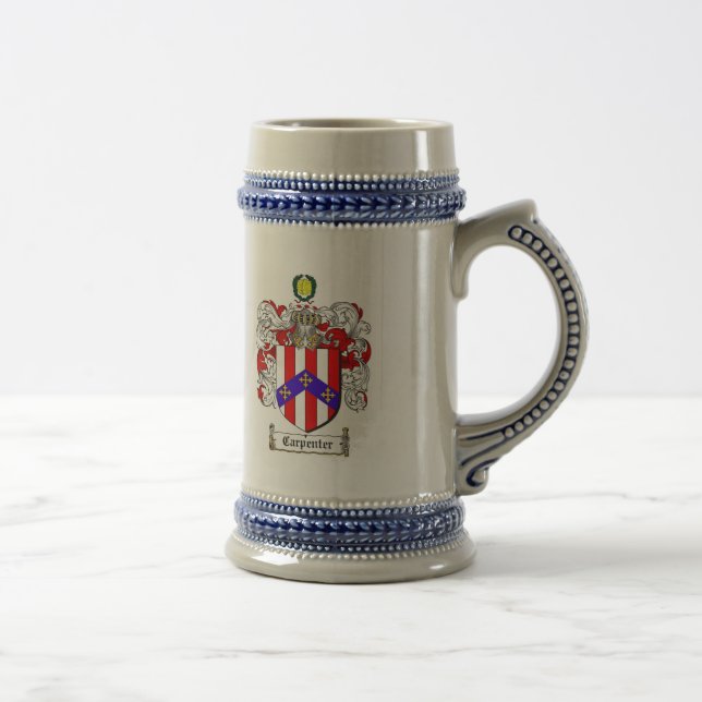 CARPENTER FAMILY CREST -  CARPENTER COAT OF ARMS BEER STEIN (Right)