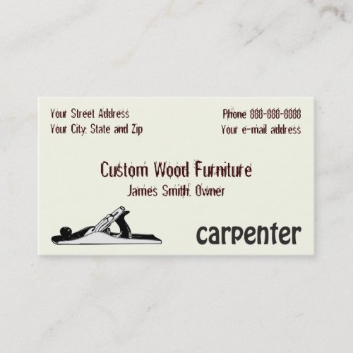 Carpenter Furniture Builder Business Card