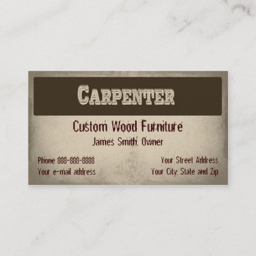 Carpenter Furniture Builder Business Card