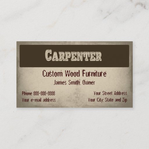 Customizable Carpenter Furniture Builder Business Card
