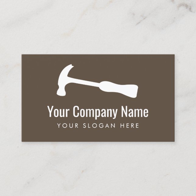 Carpenter hammer logo handyman construction business card (Front)