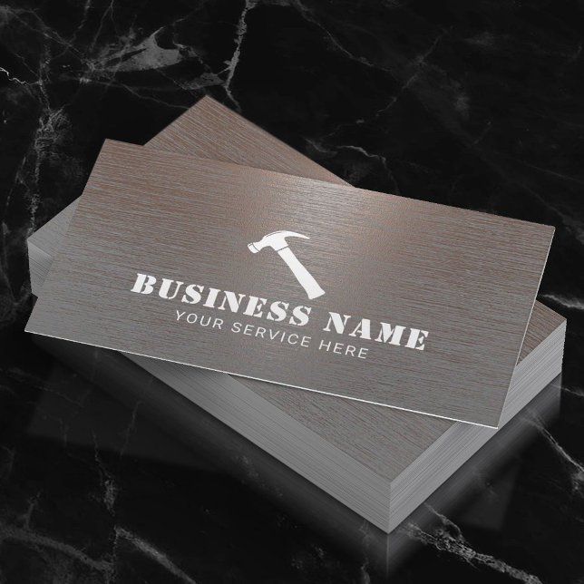 Carpenter Hammer Logo Professional Copper Metallic Business Card (Creator Uploaded)