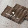 Carpenter Hammer Logo Rustic Wood Background Business Card