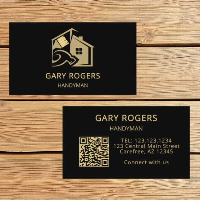 Carpenter Home Repair Handyman QR Code Business Card (Creator Uploaded)