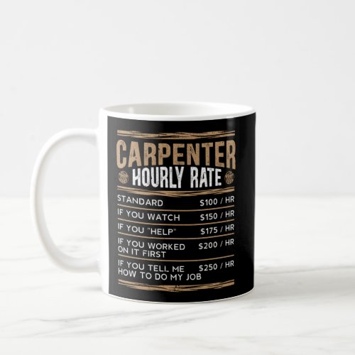 Carpenter Hourly Rate Woodworking Wookdworker Carp Coffee Mug