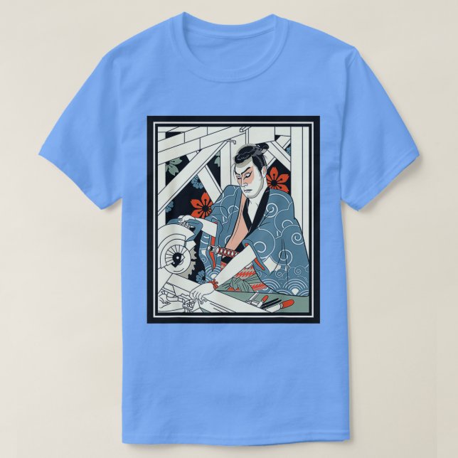 Carpenter Japanese Samurai Warrior Armor Sword Fig T-Shirt (Design Front)