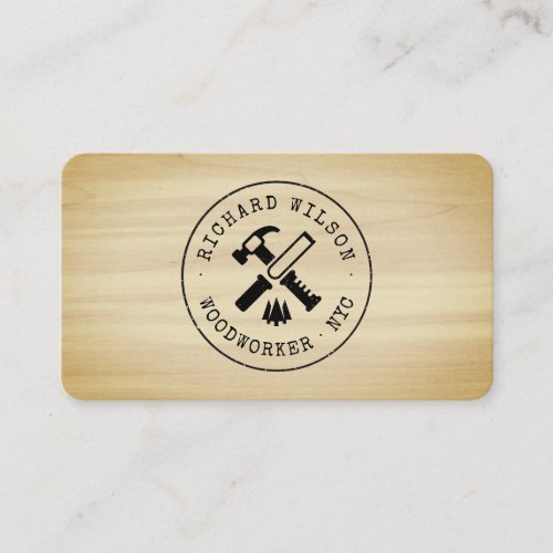 Carpenter logo rustic wood grain look professional business card