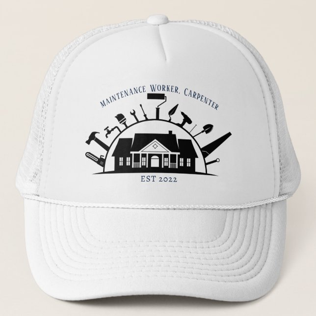 Carpenter, Maintenance Worker, Carpenter Trucker Hat (Front)