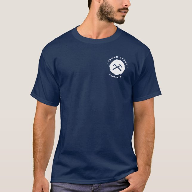 Carpenter Plywood  Construction Navy Blue T-Shirt (Front)