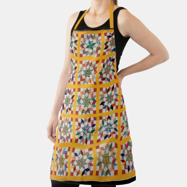 Carpenter’s wheel quilt All-Over Print Apron (Insitu)