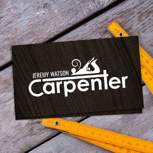 Carpenter services cool logo text with planer business card