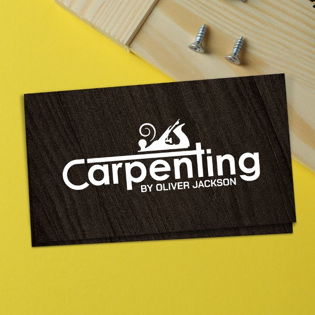 Carpenter services cool logo text with planer business card (Creator Uploaded)