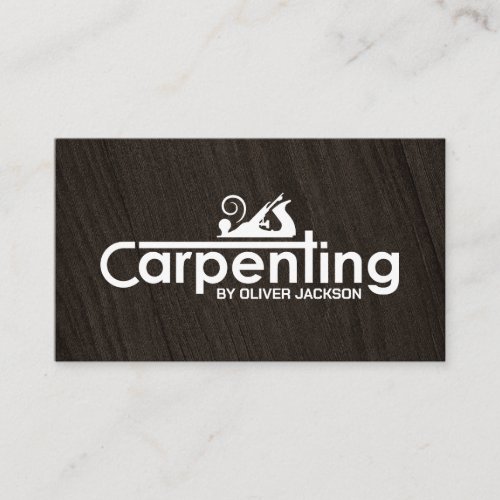 Carpenter services cool logo text with planer business card