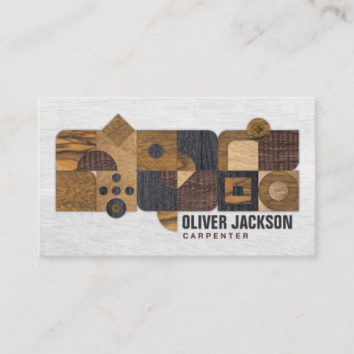 Carpenter services geometric wooden collage business card