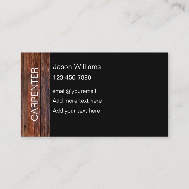 Carpenter Simple New Business Cards Template (Front)