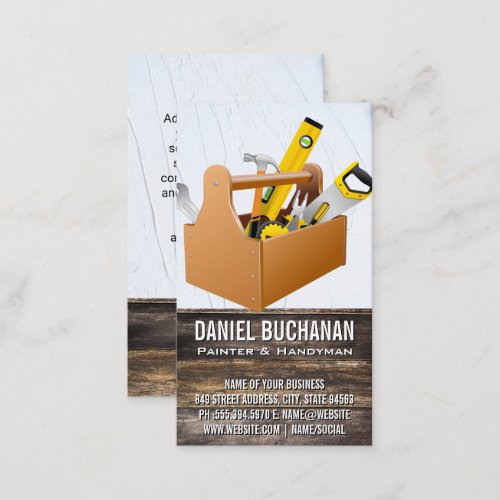 Carpenter Tool Box  Wood and Spackle Business Card