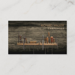 Carpenter Tools Professional Rustic Wood Business Card