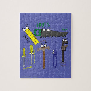 Carpenter Tools Whimsical Cartoon Art Jigsaw Puzzle