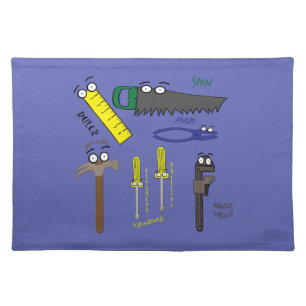 Carpenter Tools Whimsical Cartoon Art Placemat