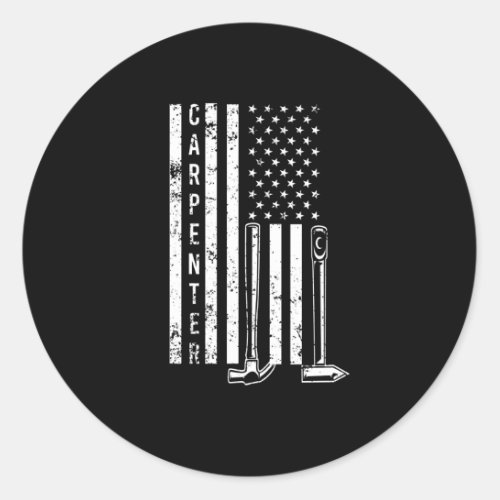 Carpenter USA Flag for woodworker or handyman Classic Round Sticker