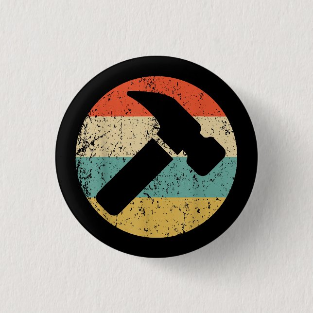 Carpenter Vintage Retro Hammer Button (Front)