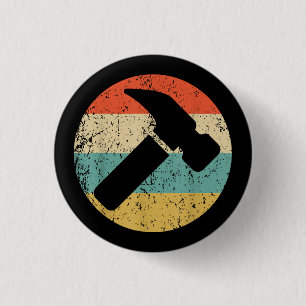 Carpenter Vintage Retro Hammer Button