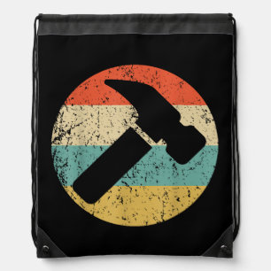 Carpenter Vintage Retro Hammer Drawstring Bag