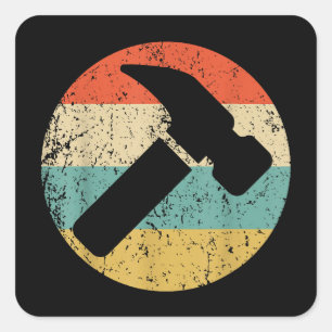 Carpenter Vintage Retro Hammer Square Sticker