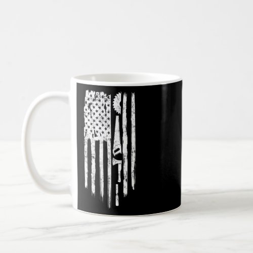 Carpenter Vintage Us American Flag Distressed Wood Coffee Mug