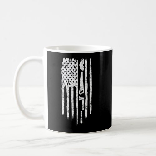 Carpenter Vintage Us American Flag Distressed Wood Coffee Mug