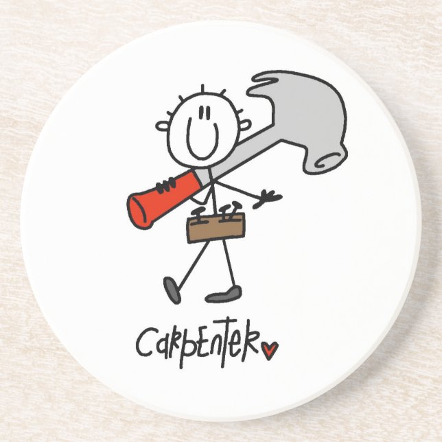Carpenter With Hammer Drink Coaster (Front)