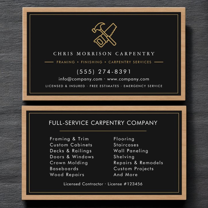 Carpenter Wood Business Card